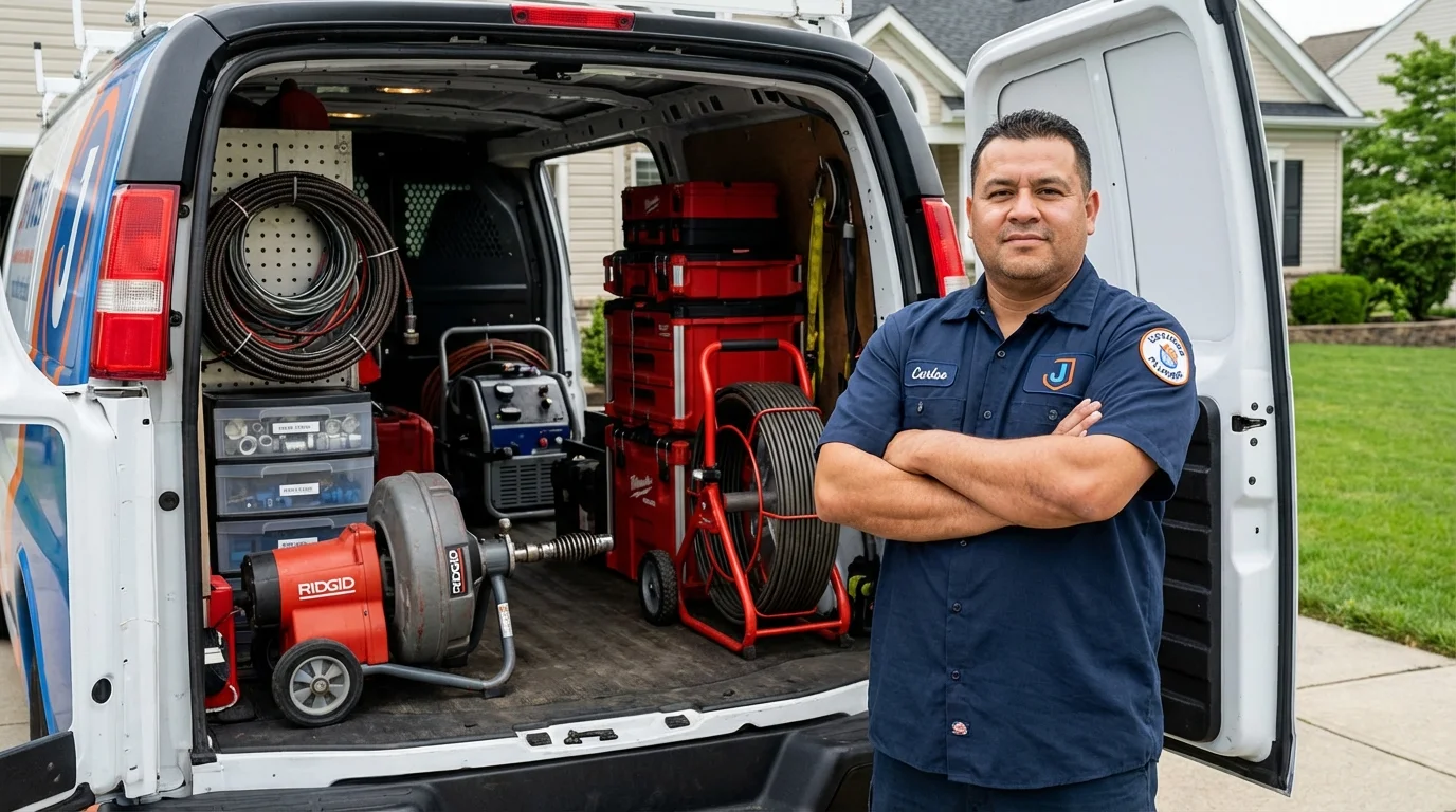 Professional drain cleaning equipment and Johns Plumbing LLC plumber in Berrien Springs