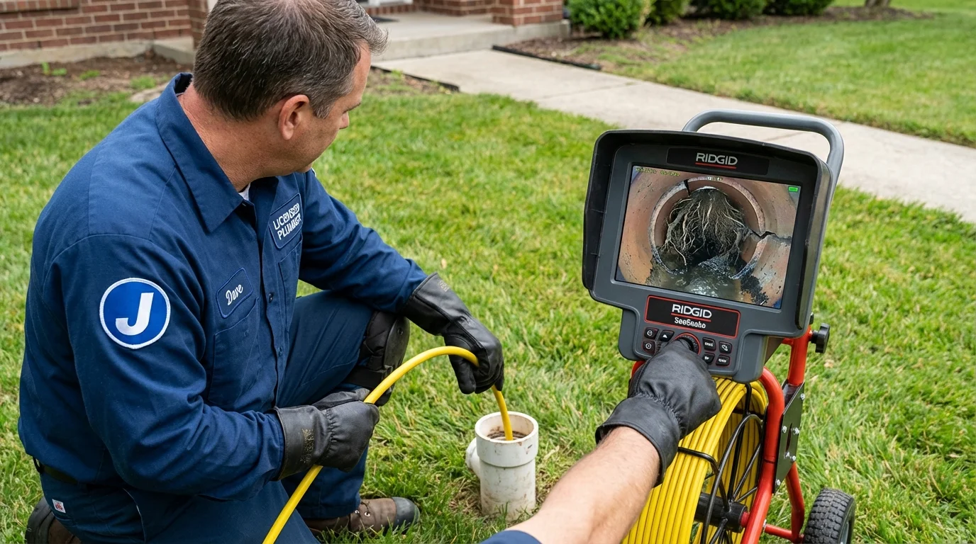 Sewer camera inspection being performed by Johns Plumbing LLC in Berrien Springs