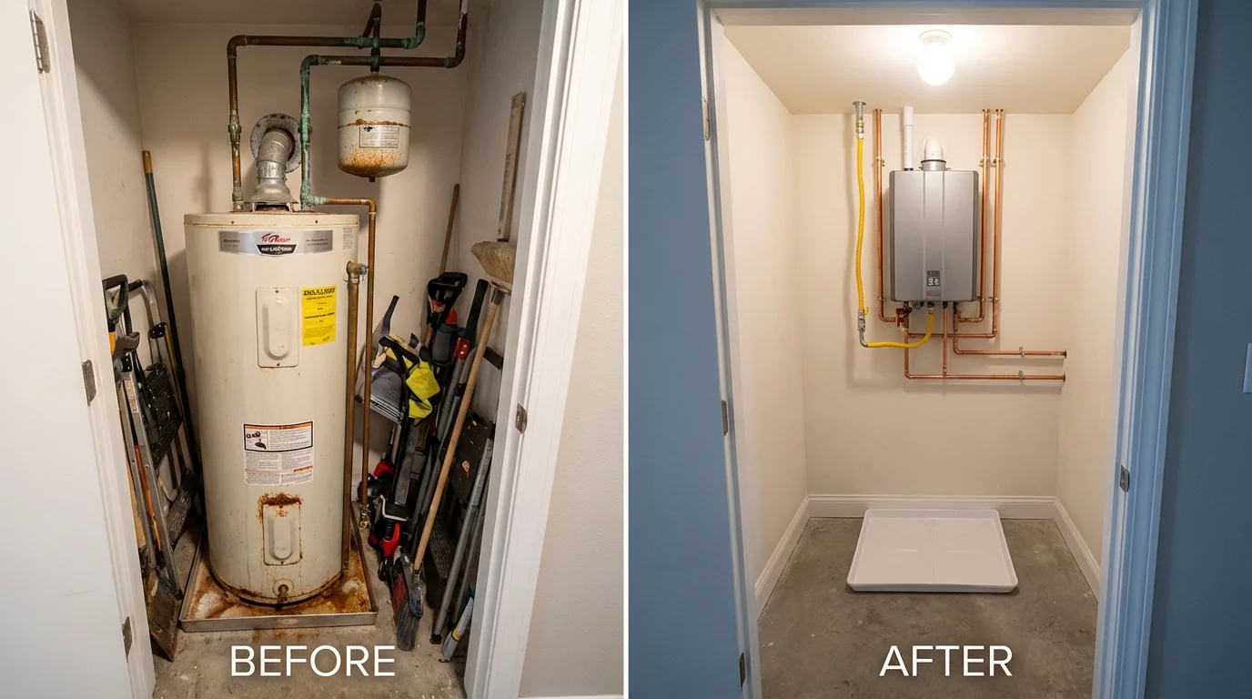 Tank water heater versus wall-mounted tankless unit comparison for Berrien Springs, MI homeowners