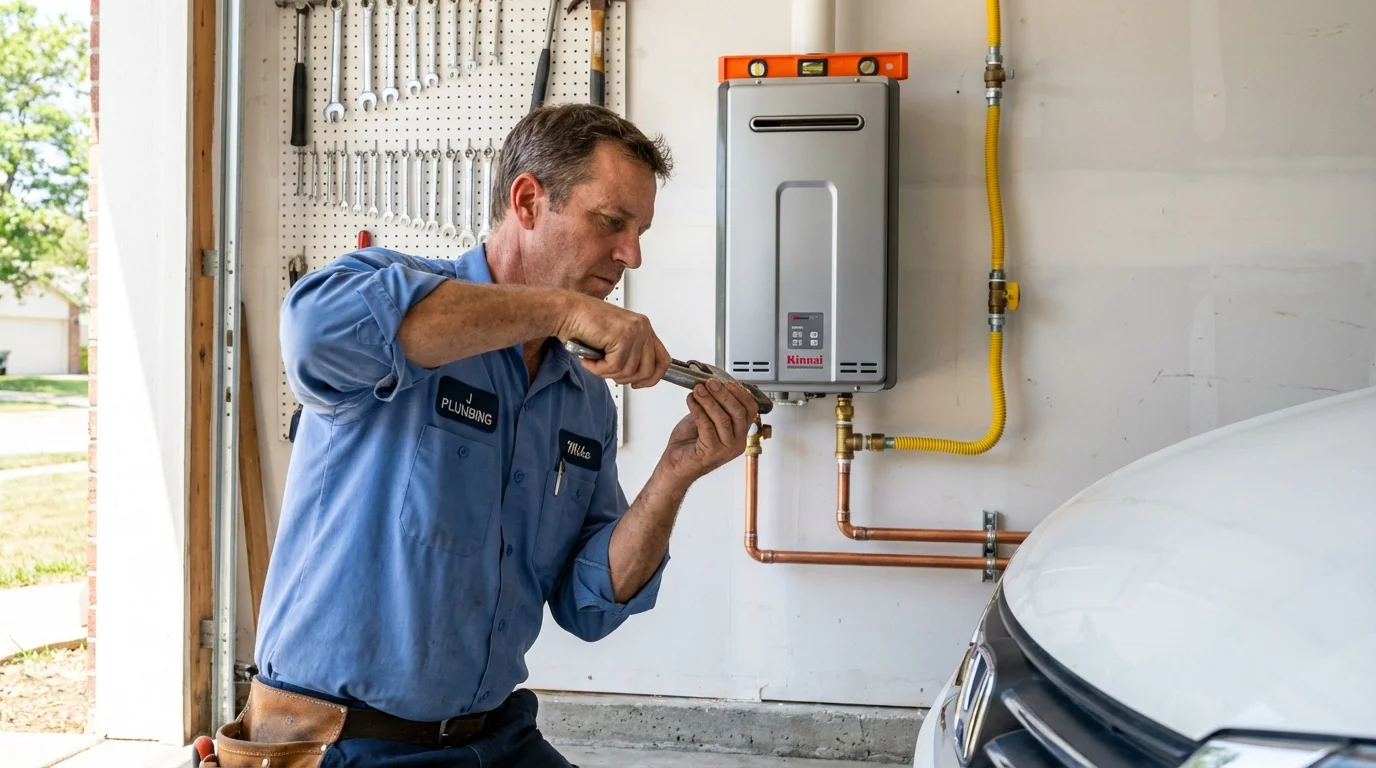 Tankless water heater installation by a Johns Plumbing LLC plumber in Berrien Springs